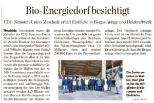 WP Bericht zum Besuch im Bioenergiedorf